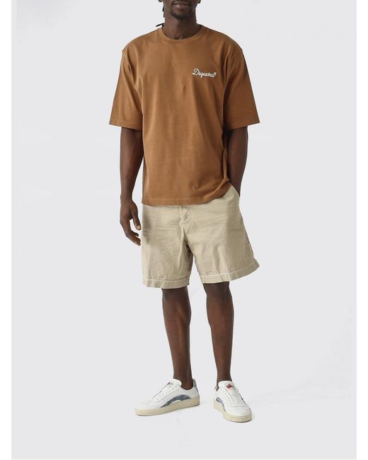 DSquared² Brown Cotton T-Shirt With Logo for men