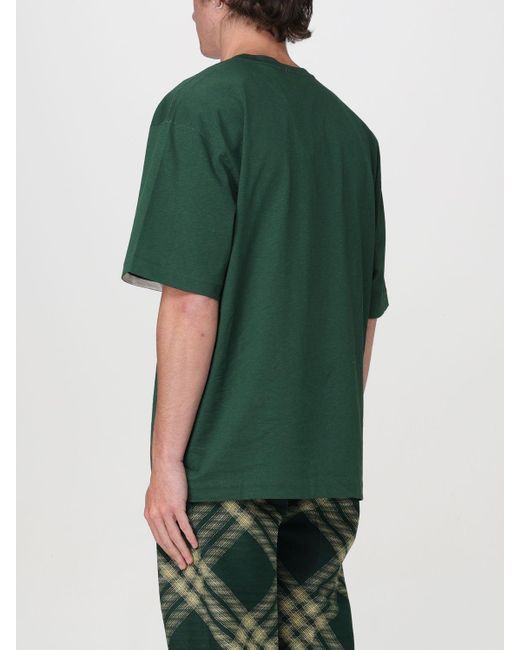 T-shirt in cotone di Burberry in Green da Uomo