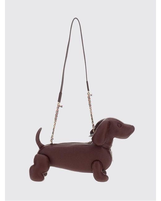 Thom Browne White Hector Dog-Shaped Full-Grain Leather Crossbody Bag