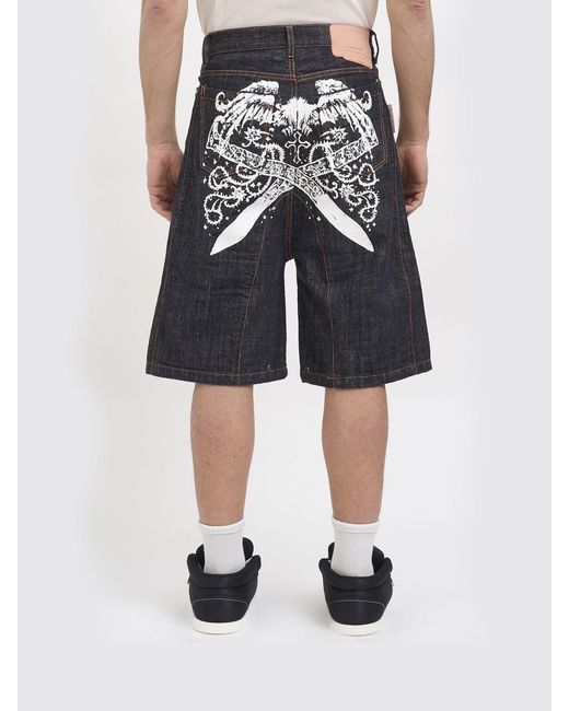 PDF Black Cotton Denim Shorts for men