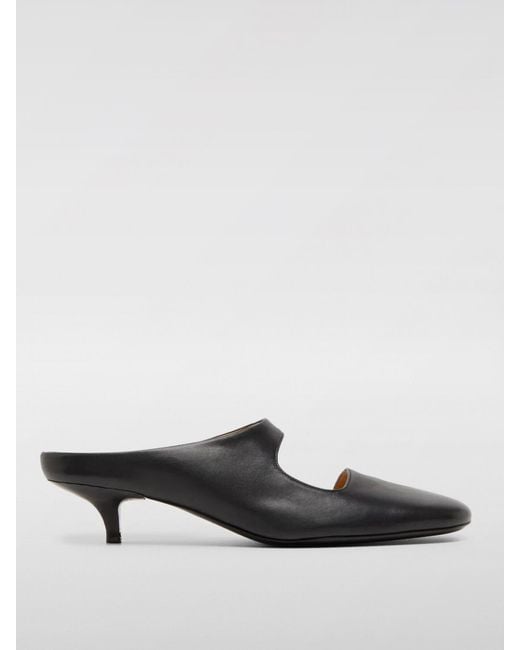 Marsèll Black Leather Kitten Heel Mules Cutout Detail