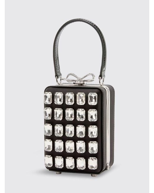 Self-Portrait White Satin Bag With Crystals