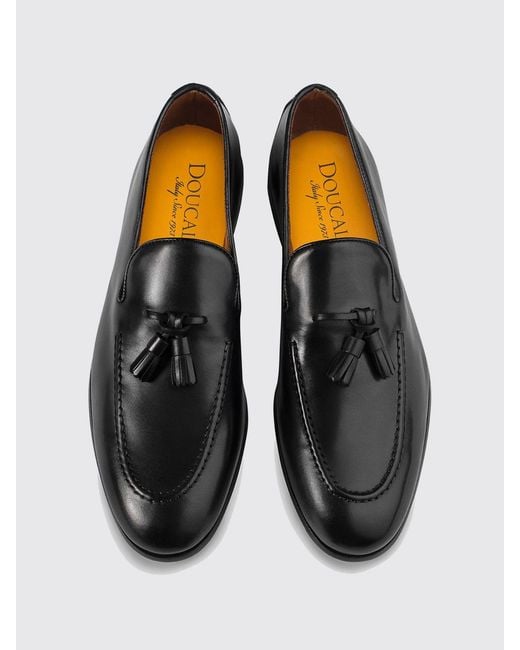 Doucal's White Leather Loafers With Tassels for men