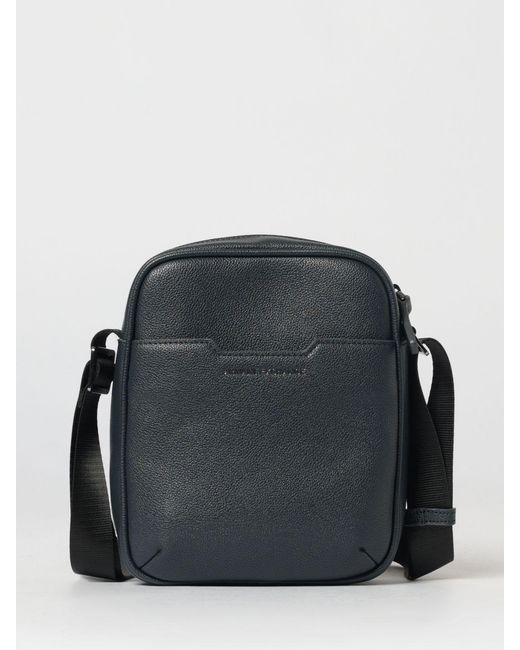 ARMANI EXCHANGE Black Grained Faux Leather Bag for men