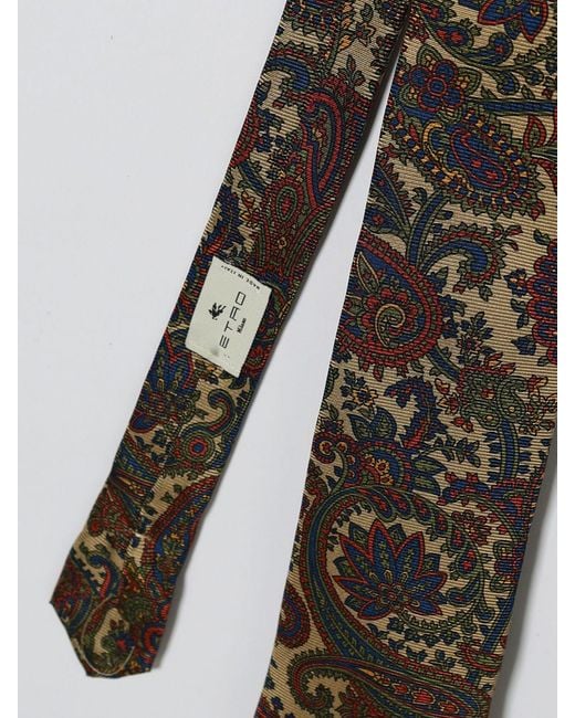 Etro White Silk Tie With Paisley Print for men