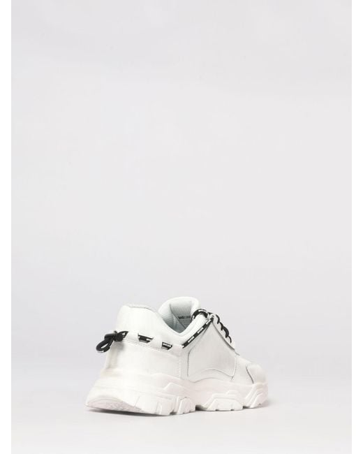 Just Cavalli White Distressed Leather Sneakers With Logo for men