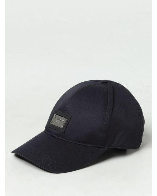 Cappello in cotone con placca logo di Dolce & Gabbana in Blue da Uomo