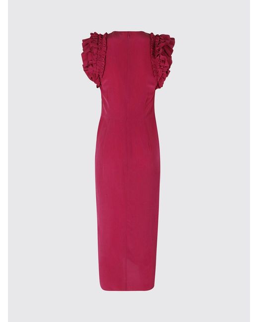 Isabel Marant Pink Teriany Asymmetrical Silk Midi Dress With Ruffles