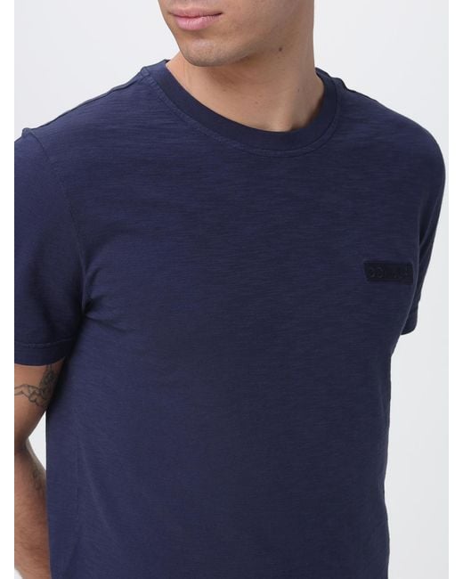 Dondup Blue Cotton T-Shirt With Mini Logo for men