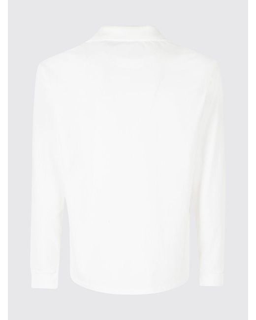 Mc2 Saint Barth White Henry Slim Fit Stretch Cotton Long-Sleeved Polo Shirt for men