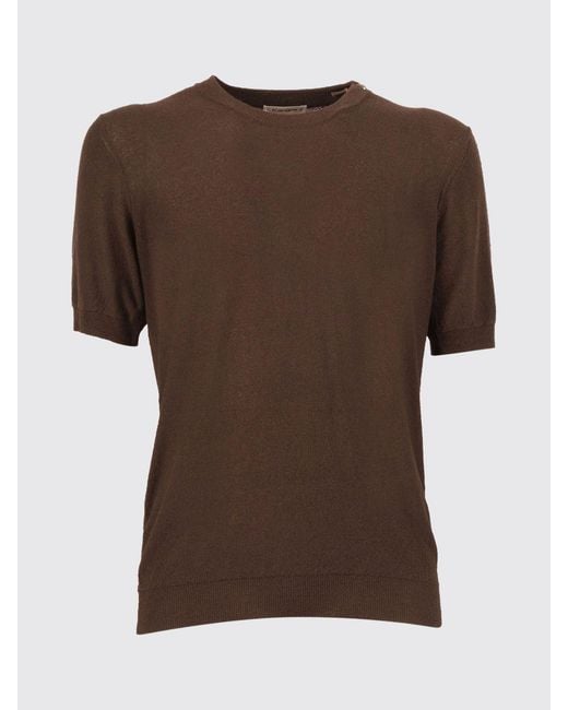 Kangra Brown Slim Fit Short-Sleeve Cotton-Blend Crewneck Jumper for men
