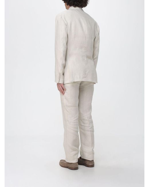 Lardini White Double-Breasted Linen Blend Dress for men