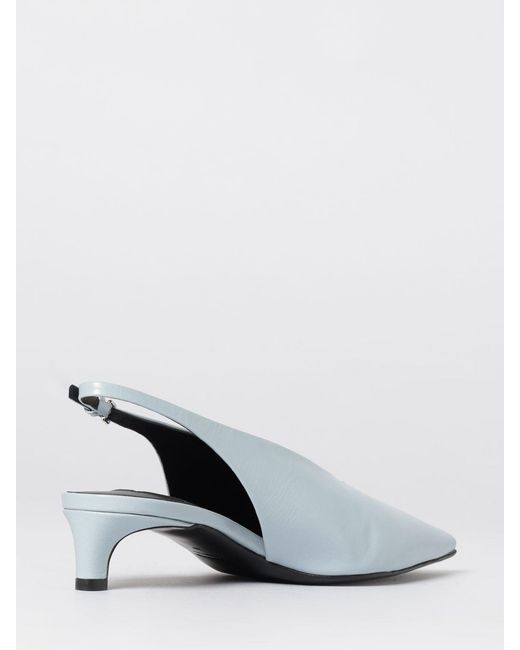 Jil Sander White Brushed Leather Slingback Pumps