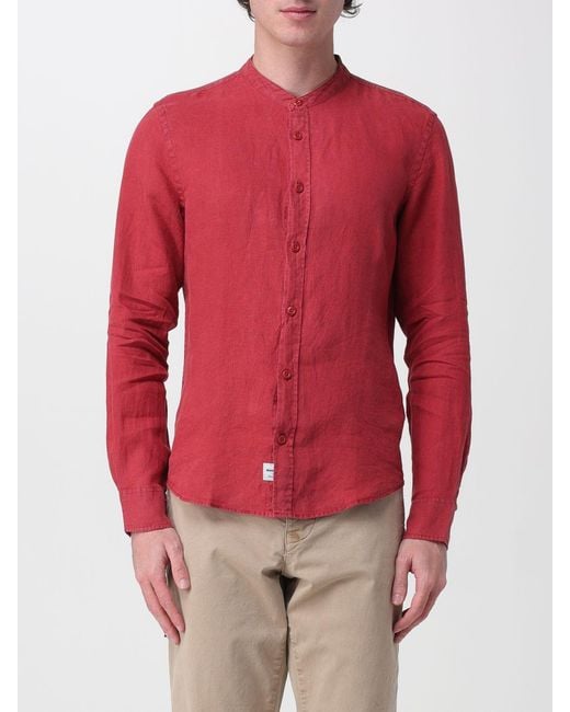 Blauer Red Linen Casual Shirt for men