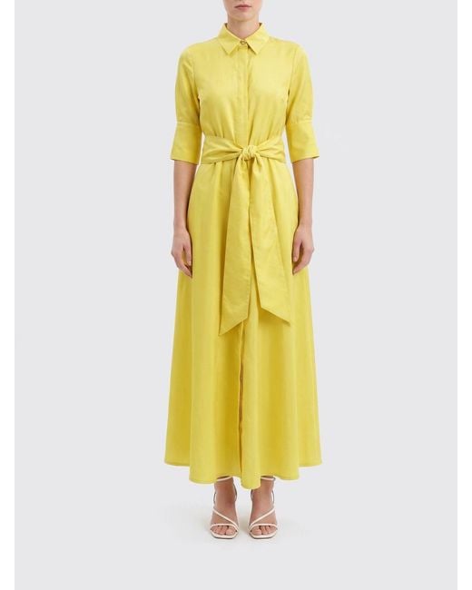 Sara Roka Yellow Crêpe Chemisier Dress