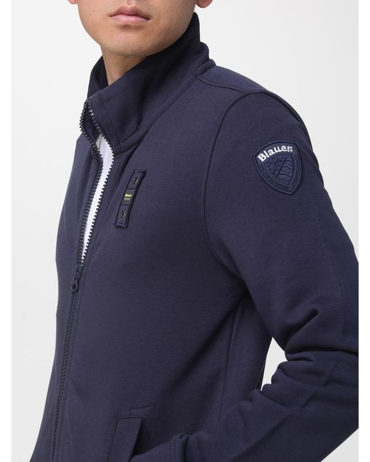 Blauer Blue Cotton Zip-Up Sweatshirt for men
