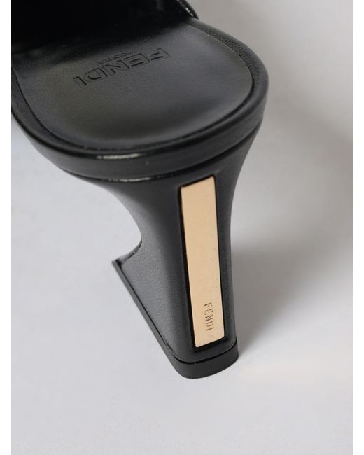 Fendi Black Arco Draped Nappa Mules