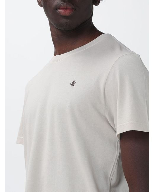 Brooksfield Gray Cotton Crew Neck T-Shirt With Logo for men