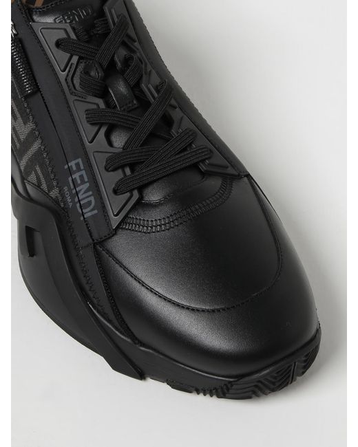 Sneakers Flow En Cuir Et Toile Avec Monogramme Ff Jacquard Fendi pour homme en coloris Black