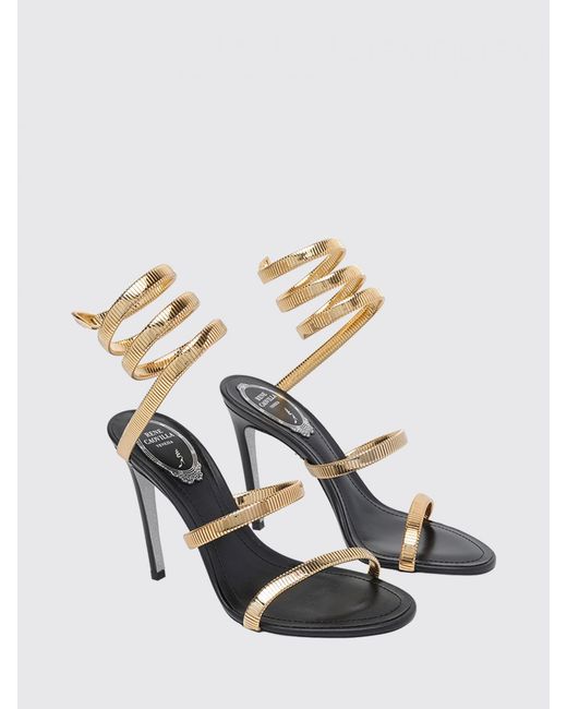 Rene Caovilla Metallic Juniper Stiletto Sandals With Iconic Snake Strap