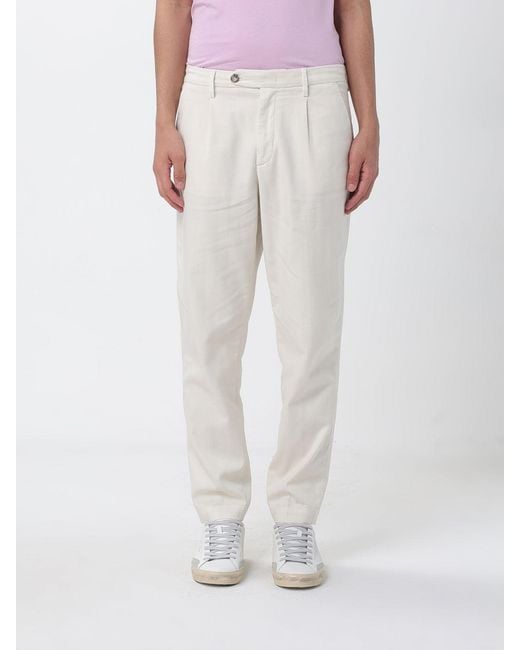 Re-hash White Cotton And Linen Slim Trousers for men