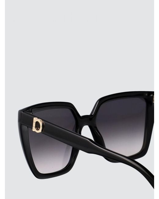 Ferragamo Gray Rectangular Cat-Eye Acetate Sunglasses With Gancini Logo