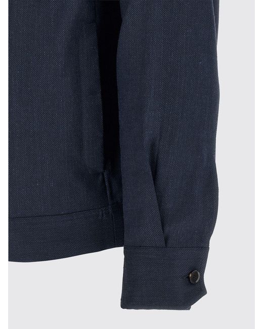 Brioni Blue Linen And Wool Overshirt for men