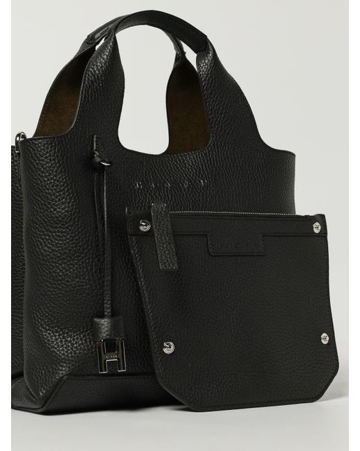 Hogan Black H Hammered Leather Handbag