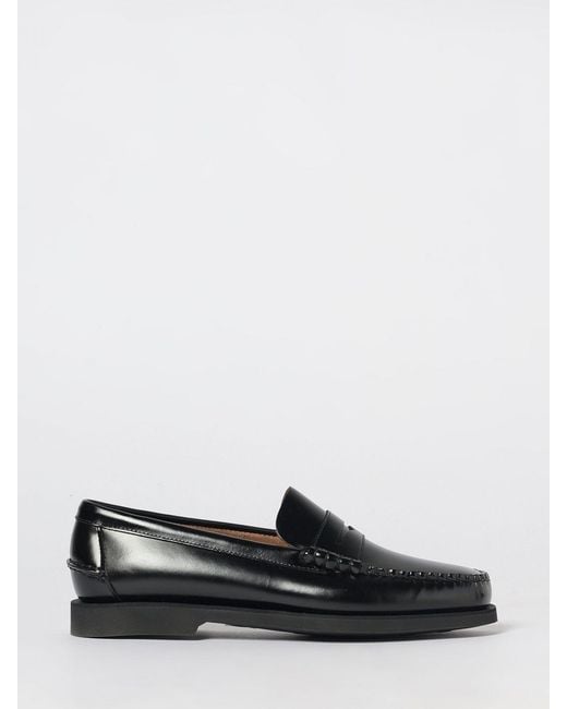 Sebago White Brushed Leather Penny Loafers With Saddle Strap And Raised Apron Toe for men