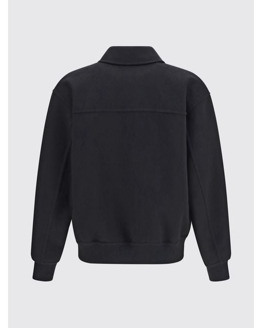 Ferragamo Blue Wool Blend Bomber Jacket With Classic Collar And Flap Pockets for men
