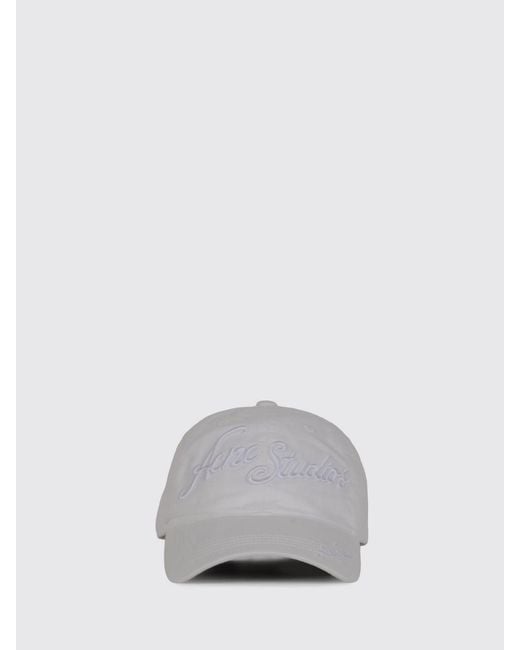 Acne Gray Cotton Twill Hat With 3D Embroidered Logo for men