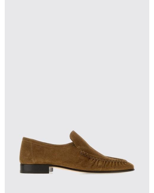 The Row Brown Two Ruched Suede Calfskin Loafers With Round Toe