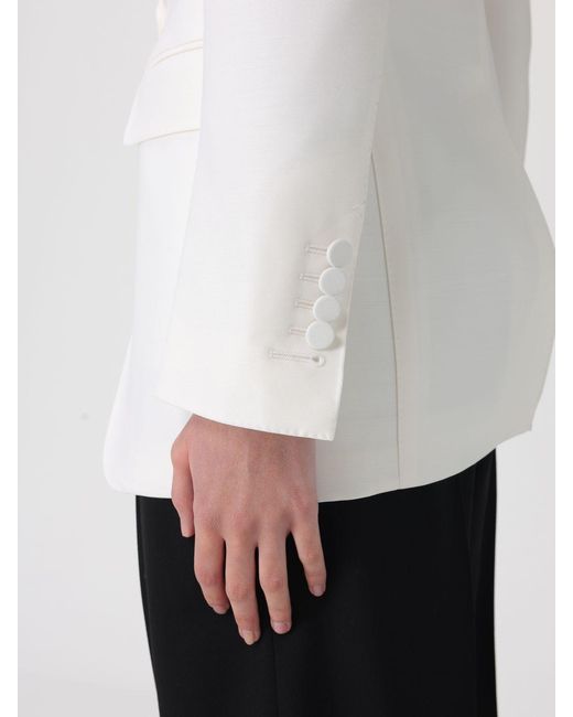 Tom Ford White Single-Breasted Wool And Silk Blazer