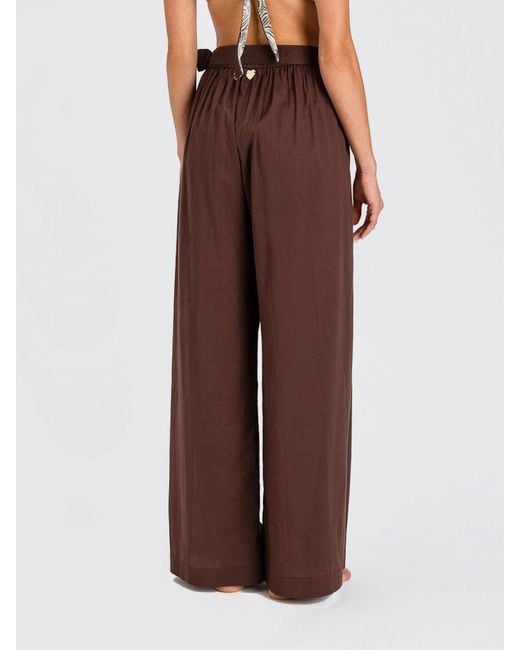 Twinset Brown Wide Leg Cotton Trousers