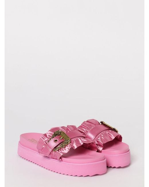 Versace Jeans Couture Pink Ruched Fabric Sliders