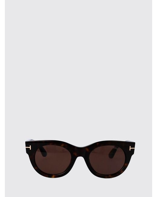 Tom Ford White Rounded Cat-Eye Acetate Sunglasses With Colored Lenses
