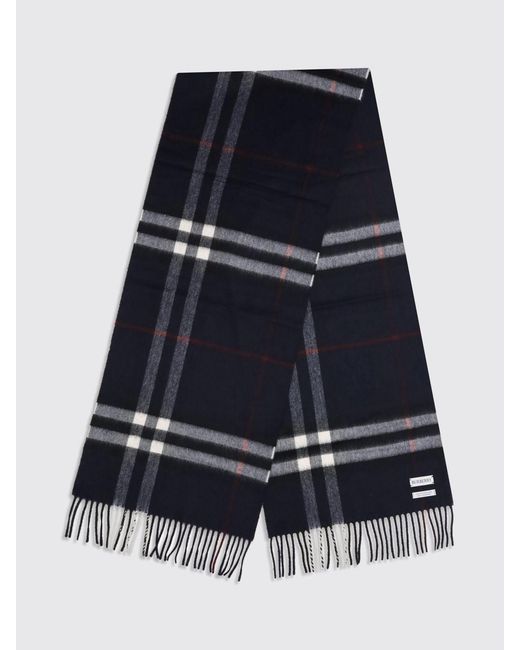 Burberry Blue Cashmere Check Scarf