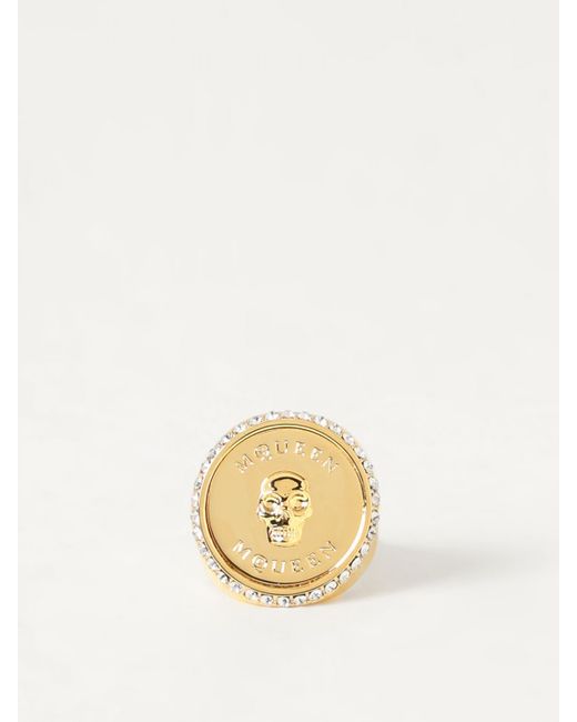 Anello Skull di Alexander McQueen in Natural