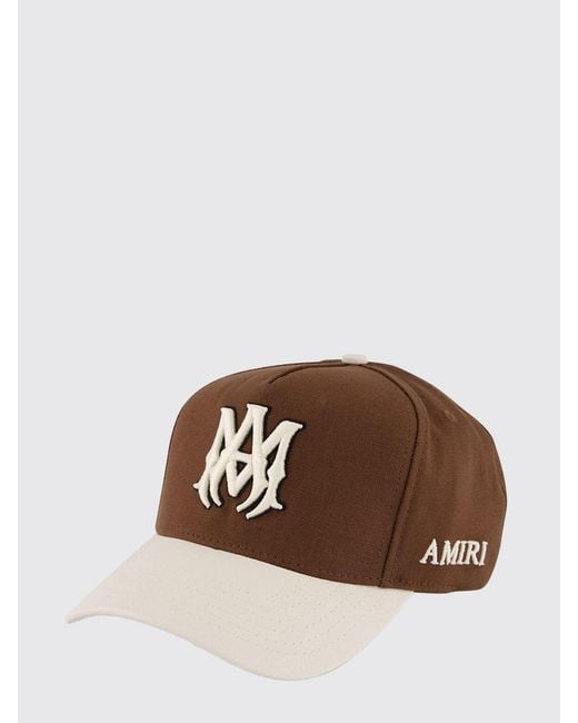 Amiri Brown Cotton Canvas Cap With Embroidered Logo for men