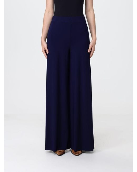 Maliparmi Blue High-Waisted Wide-Leg Jersey Palazzo Pants