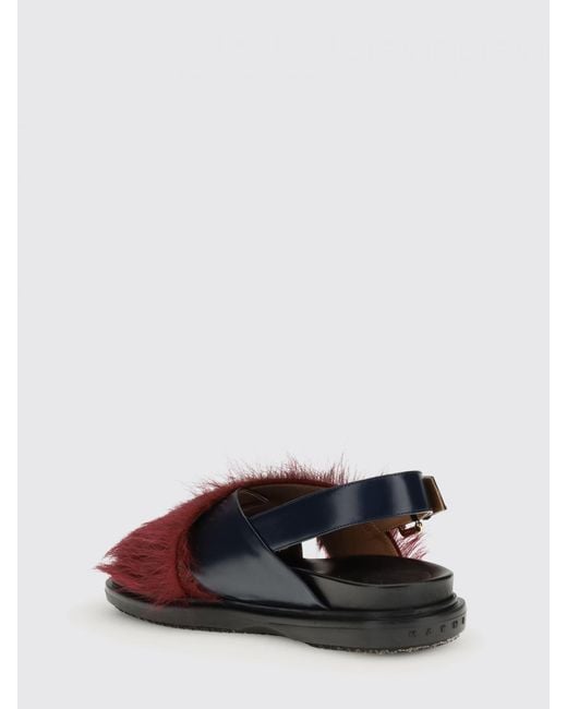 Marni Brown Leather And Fur Sandals