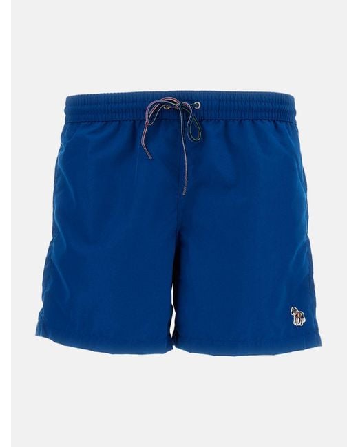 Paul Smith Blue Polyester Boxer Swim Trunks for men