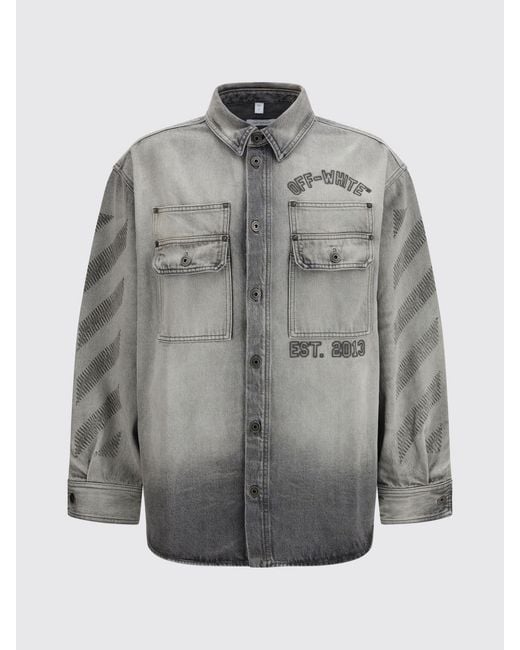 Off-White c/o Virgil Abloh Gray Casual Cotton Denim Shirt for men