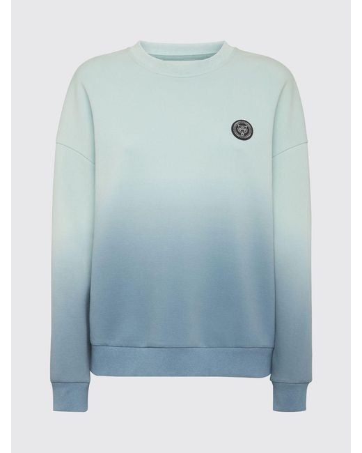 Philipp Plein Blue Abstract Print Jersey Sweatshirt With Dropped Shoulders