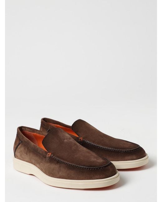 Santoni Brown Suede Loafers for men
