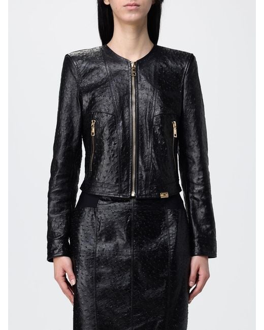 Elisabetta Franchi Black Leather Jacket