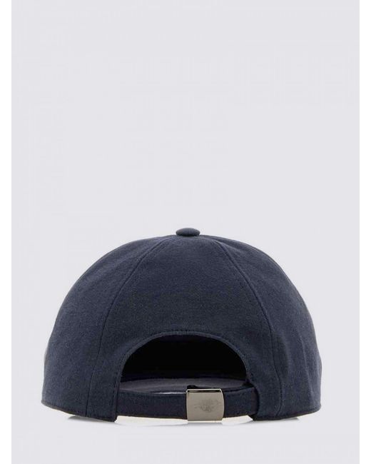 Gucci Blue Cotton Twill Hat With Embroidered Logo for men