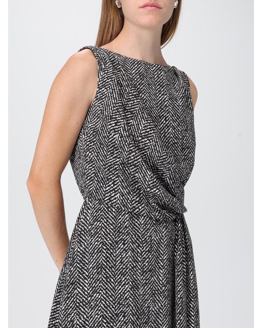 Dolce & Gabbana Gray Chevron Print Heavy Crepe Cocktail -Kleid