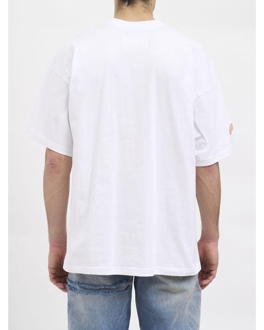 PDF White Printed Cotton T-Shirt for men