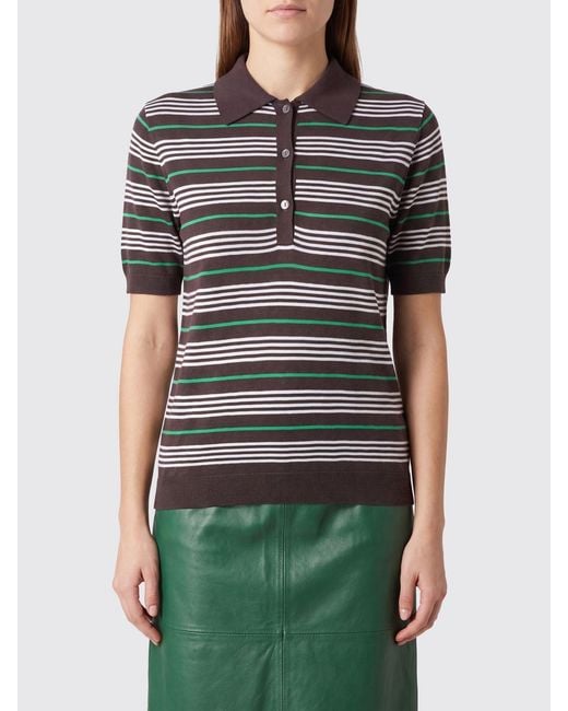 P.A.R.O.S.H. Brown Striped Knit Polo Shirt P.A.R.O.S.H